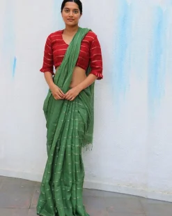 Forest Walk Handwoven Linen Saree - Everyday Beautiful