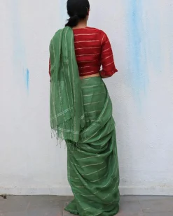 Forest Walk Handwoven Linen Saree - Everyday Beautiful