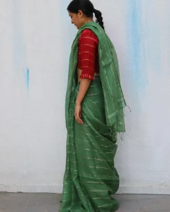 Forest Walk Handwoven Linen Saree - Everyday Beautiful
