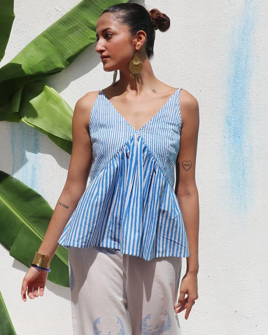 Freida Handprinted Cotton Top - WITC