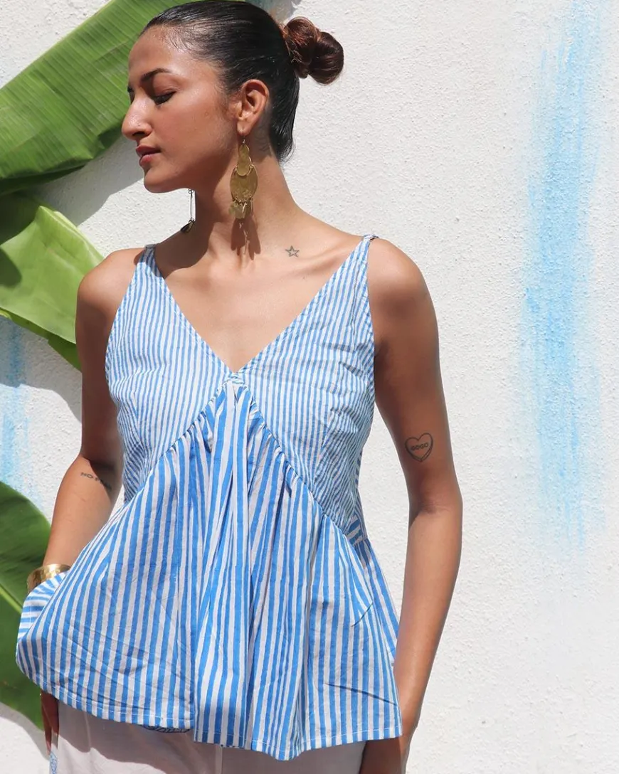 Freida Handprinted Cotton Top - WITC