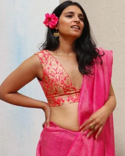 Fuchsia Pink Brocade Blouse - TOG