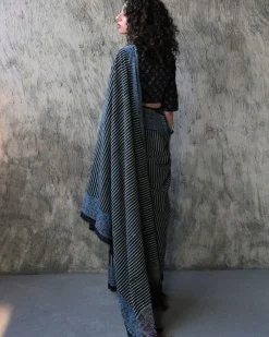 Gazal Handblockprinted Cotton Saree - Kohl