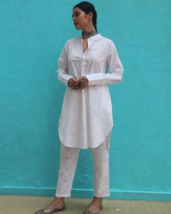 Ginevra Cotton Kurta Set - Safed