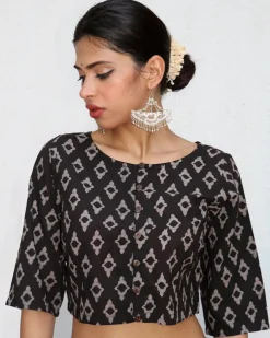 Gitana Blockprinted Cotton Crop Top Blouse - NOMAD
