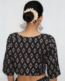 Gitana Blockprinted Cotton Crop Top Blouse - NOMAD