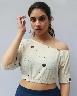 Grace Hand Block-Printed Cotton Blouse - Polka