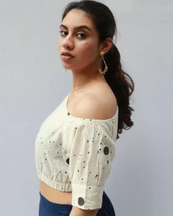 Grace Hand Block-Printed Cotton Blouse - Polka