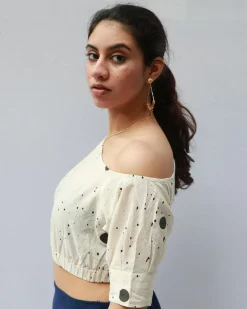 Grace Hand Block-Printed Cotton Blouse - Polka