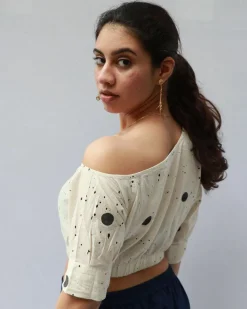 Grace Hand Block-Printed Cotton Blouse - Polka