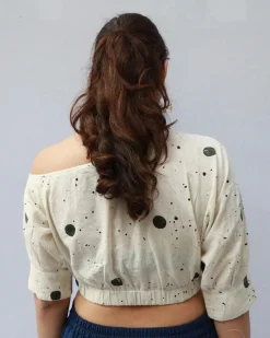 Grace Hand Block-Printed Cotton Blouse - Polka