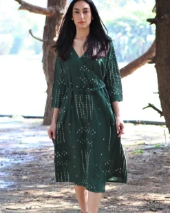 Green Angarakha Blockprinted Cotton Dress