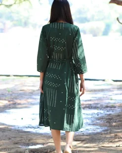 Green Angarakha Blockprinted Cotton Dress