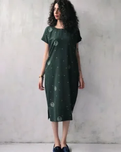 Green Blockprinted Cotton Dress
