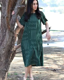 Green Blockprinted Cotton Dress
