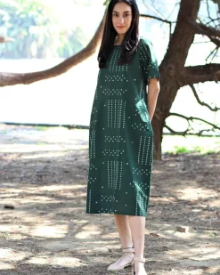 Green Blockprinted Cotton Dress
