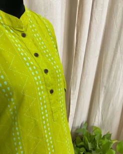 Green Handblock printed kurta - Love Despite