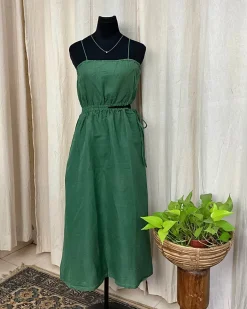 Green Handwoven Linen Dress - Love Despite