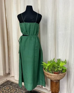 Green Handwoven Linen Dress - Love Despite
