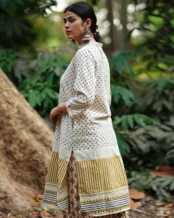 Gulabi Shaam Tu Ivory Block Printed Cotton Kurti - WW