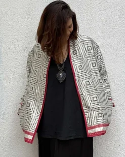 Heartmade Mashru Silk Reversible Quilted Jacket