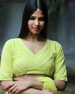 Heer Lime Green Mulmul Cotton Blouse - Jugnoo