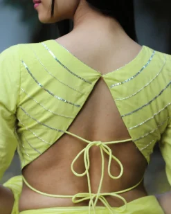Heer Lime Green Mulmul Cotton Blouse - Jugnoo