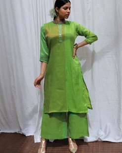 Heera Handwoven Cotton Zari Kurta Set - Zari