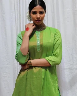 Heera Handwoven Cotton Zari Kurta Set - Zari