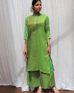 Heera Handwoven Cotton Zari Kurta Set - Zari