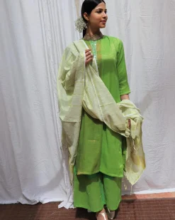 Heera Handwoven Cotton Zari Kurta Set - Zari