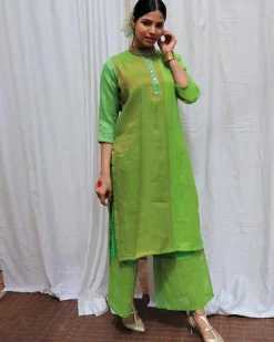 Heera Handwoven Cotton Zari Kurta Set - Zari