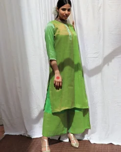 Heera Handwoven Cotton Zari Kurta Set - Zari
