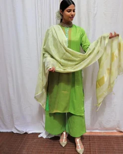 Heera Handwoven Cotton Zari Kurta Set - Zari