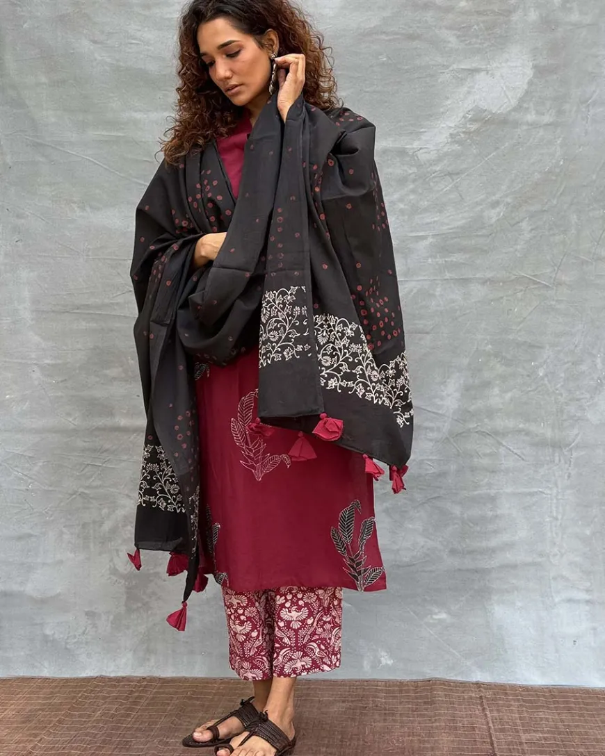 Hymn of Hills Blockprinted Cotton Dupatta