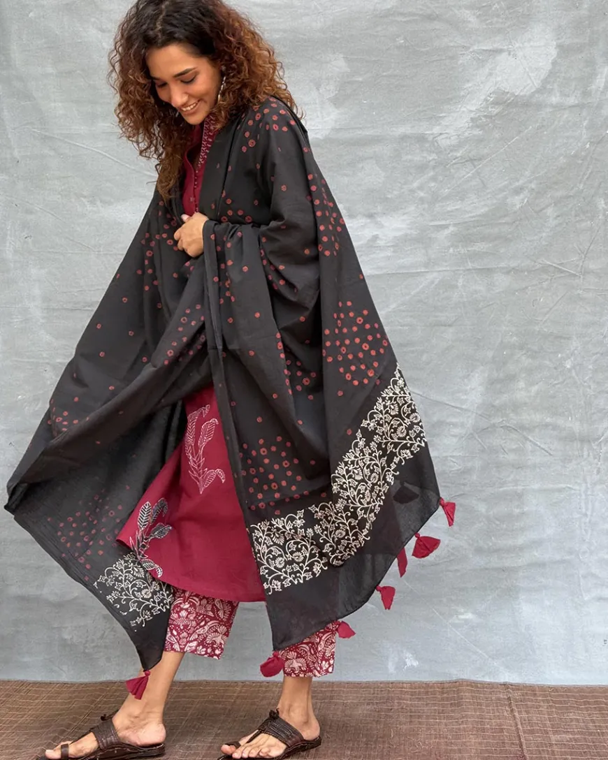 Hymn of Hills Blockprinted Cotton Dupatta