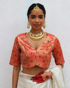 Idalia Red Brocade Blouse