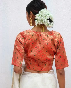 Idalia Red Brocade Blouse