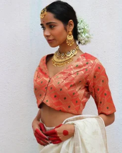 Idalia Red Brocade Blouse