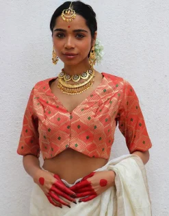 Idalia Red Brocade Blouse