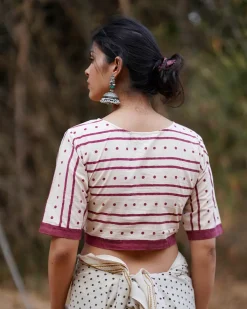 Inaaya Ivory Block Printed Cotton Blouse - WW