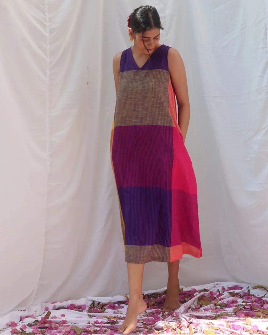 Indradhanush Handwoven Cotton Dress - RC