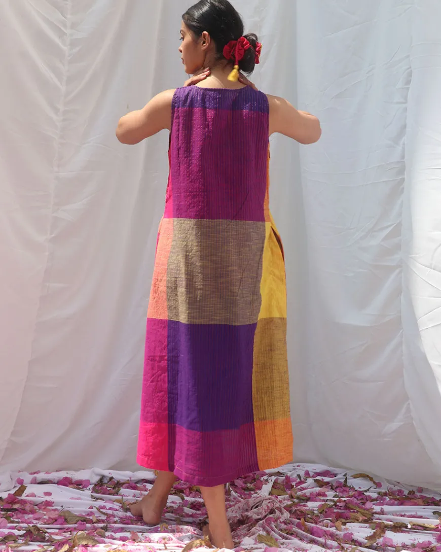 Indradhanush Handwoven Cotton Dress - RC
