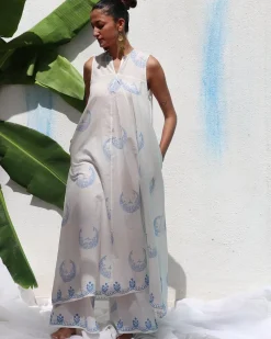 Iris Handprinted Cotton Kurta Set - WITC