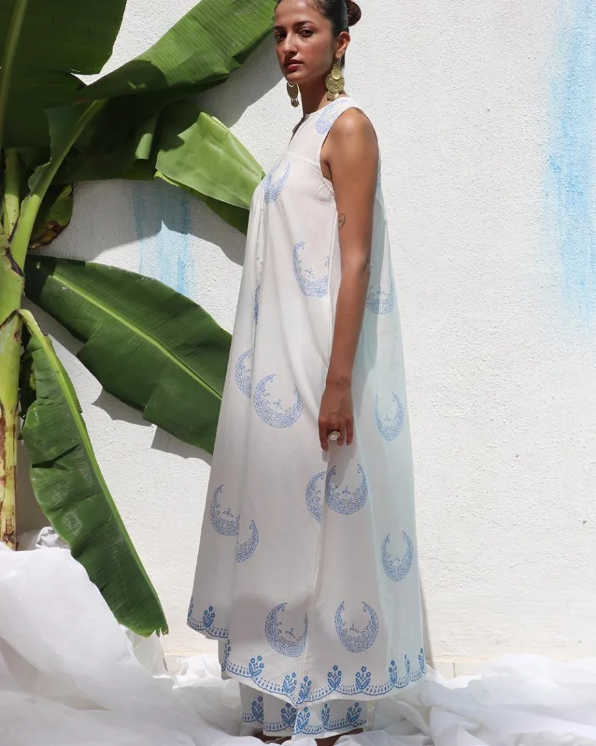Iris Handprinted Cotton Kurta Set - WITC