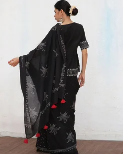 Isla Blockprinted Cotton Saree  - NOMAD
