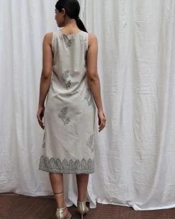Ivory Mist Handblockprinted Cotton Dress-Sor