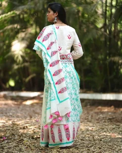 Jasmine's Joy Ivory Block Printed Saree - MMG