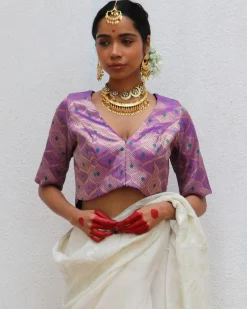 Jenive Purple Brocade Blouse