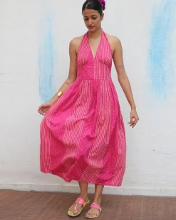 Joba Blockprinted Cotton Dress - Flower Girl